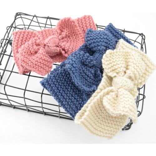 Baby Headband Autumn Winter Headbands For Girls Woolen Knitted Turban Bow Newborn Ear Warmer Headwrap Toddler Hair Bands Soft