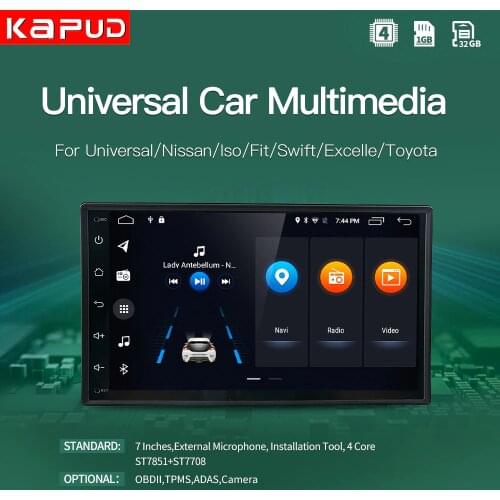 Kapud Android 7 Core Car Radio GPS Multimedia Video Player Screen For Universal/Nissan/Iso/Fit/Swift/Excelle Audio Navigation