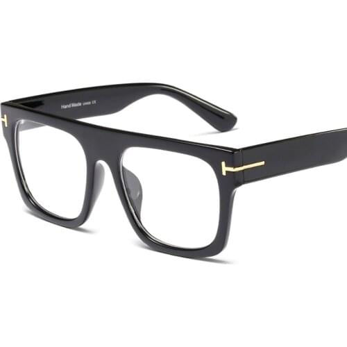 Veshion Flat Top Square Oversize Glasses for Women Optical Leopard Black Designer Eyeglass Frames for Men Accessories