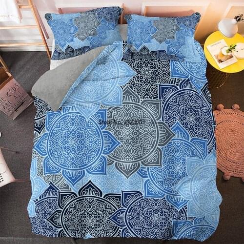 Vintage Bohemian Bedding Set 3D Bedroom Decoration 2/3 Piece Down Bedcover Pillowcase Single Double King Queen Size