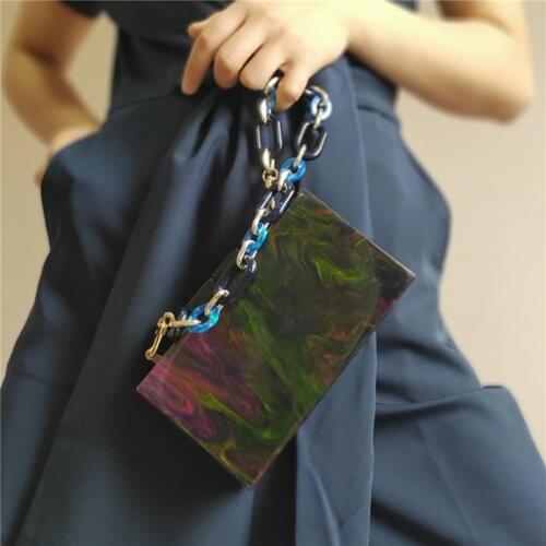 【wonder lamar】 funky acrylic aurora myusterious acrylic box clutch evening bag for women
