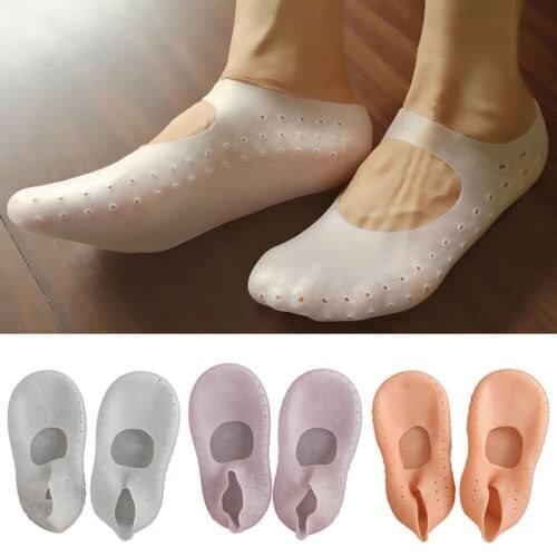Women Moisturizing Gel Socks Cracked Foot Skin Care Protector Tool Solid Elastic Summer Socks Slippers S/M/L