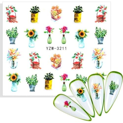 1 Sheet Colorful Flower Gel Polish Manicure Stickers For Nails Blooming Floral Bouquet Nail Transfer Paper Foils Decorations
