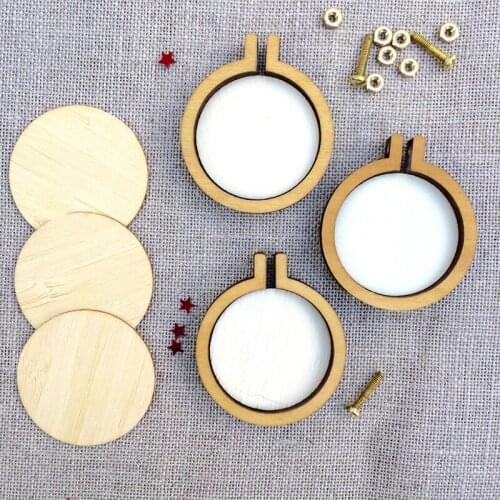 1PCS Mini Wooden Hoop/Ring Embroidery Frame Cross Stitch Sewing DIY Crafts Tool Art Works For Bag Clothes Sewing Tool