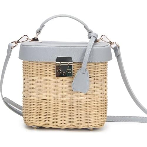 2020 PU leather bamboo handmade women handbags summer mini crossbody bag