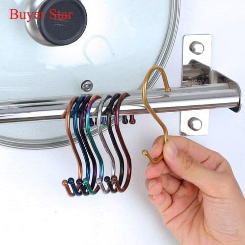 8PCS Stainless Steel Practical S Shaped Hanger Hook Kitchen Bathroom Clothing Hanger Hooks Railing Clasp Holder Hooks Hanging