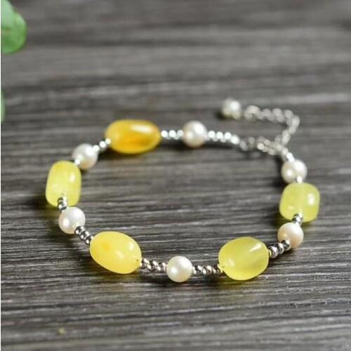 Pulseras Браслеты beeswax shaped bracelets with pearl bracelets, simple fashion models, crystal fashion jewelry, natural Baltic