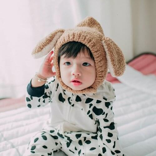 Bunny ears baby cap soft warm hat adorable toddler knitted wool rabbit cap for unished-baby newborn photo props for ages 2 to 4