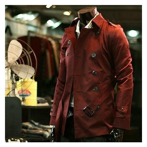 Designer teenage slim sexy trench coat men fashion Wine red mens medium-long trench coat classic outerwear plus size S - 9XL