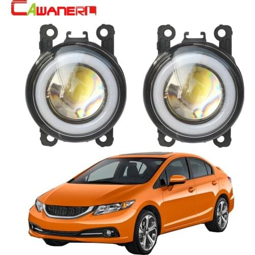 Cawanerl For Honda Civic 2013 2014 2015 Car H11 LED Fog Light COB Angel Eye DRL Daytime Running Lamp 12V 2 Pieces