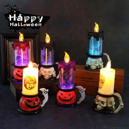 Halloween Pumpkin Skull Candles Lamp LEDHoliday Bar Party Pumpkin Lantern Table Top Decoration Prop Oil Lamp Hom Decor