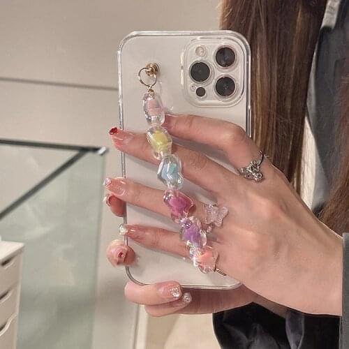 Korea Cute Love heart Bracelet wrist chain case for iphone 12 Pro Max 11 Pro XR X XS 6 7 8 plus 12 SE 2020 Clear soft back Cover
