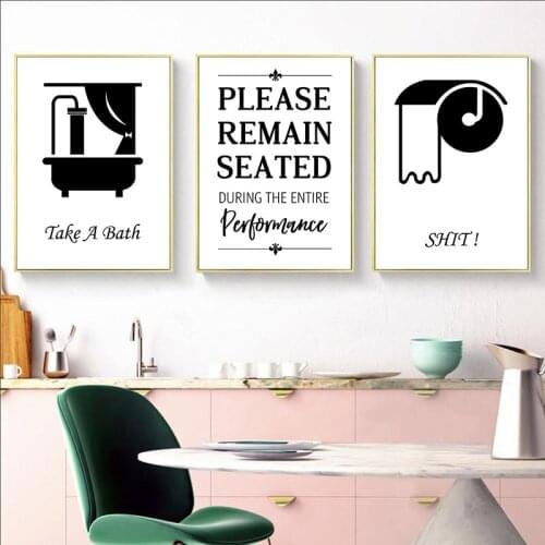 Minimalist Black And White Quote Canvas Painting Print Wall Art Print Picture Take A Bath Shit Poster Bathroom Wall Decor YX171