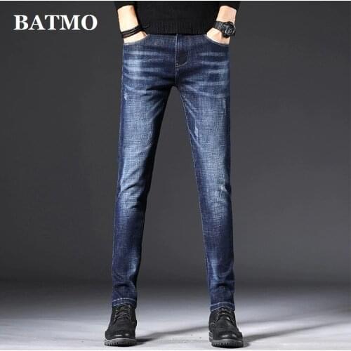 Batmo 2020 new arrival high quality casual slim elastic black jeans men ,mens pencil pants ,skinny jeans men 1064