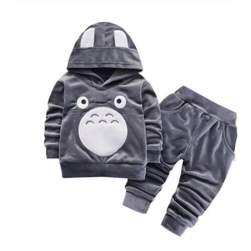 New Boys Girl Fashion Costume Children Print Hooded T Shirt Pants 2Pcs/sets Kids Cartoon Clothes Toddler Spring Autumn Tracksuit