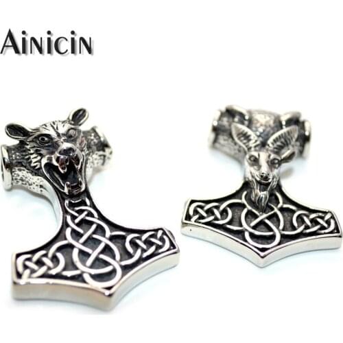 New Arrival Wolf & Goat Head Pendants Axe Shape Big Hole Fashion Mens Jewelry Making Findings