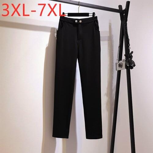 New Ladies Autumn Winter Plus Size Long Pants For Women Large Loose Cotton Black Velvet Keep Warm Trousers 3XL 4XL 5XL 6XL 7XL