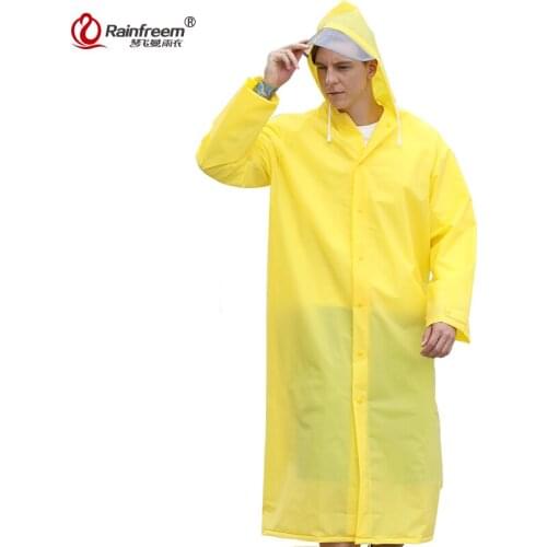 Rainfreem New Light Weight EVA Raincoat Women/Men Impermeable Plastic Transparent Rain Coat 7 Colors Rain Gear Poncho