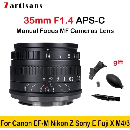 7Artisans 35mm F1.4 APS-C Manual Focus MF Camera Lens for Canon EF-M Sony E Mount Fujifilm X Olympus M4/3 Nikon Z ZFC Panasonic