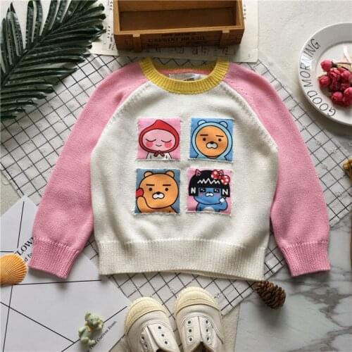 Tonytaobaby Fall and Winter Clothes New Style Baby Girls Cartoon Pink Pure Cotton CHILDRENS Sweater
