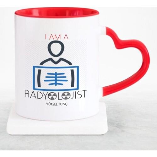 Personalized Professional Radyolojist Red Heart Mug Cup
