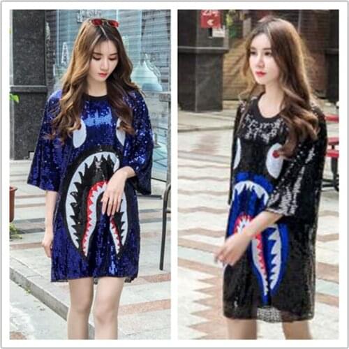 Casual Straight Embroidery Short Sleeve Sequined Club Black Gold Red Blue Mini O-neck Party Sexy Summer Dress Plus Size Dress