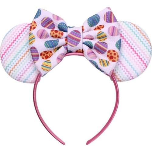 Disney 1pcs Mouse Ears Headband Rabbit Bunny Ears Festiva Floral Prined Hair Bows DIY Hair Accessories For Girls Headwear