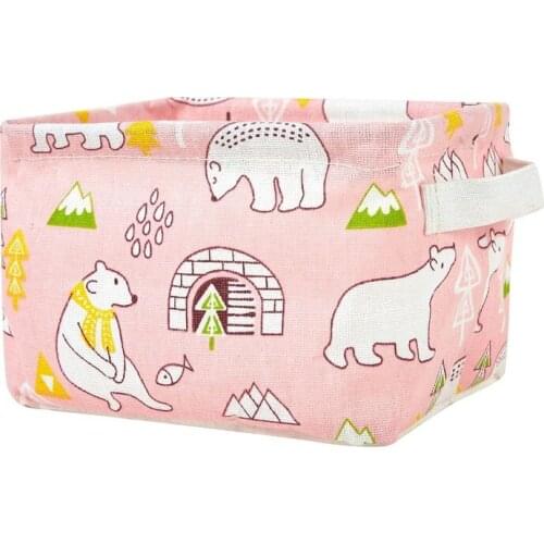 Practical Delicate Cotton Linen Waterproof Desktop Debris Storage Box Cartoon Cosmetic Storage Basket Home Organization Tools