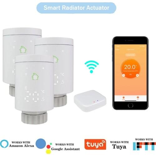 Tuya Smart ZigBee Radiator Actuator Programmable Thermostat Thermostatic Radiator Valve Temperature Controller Support Alexa