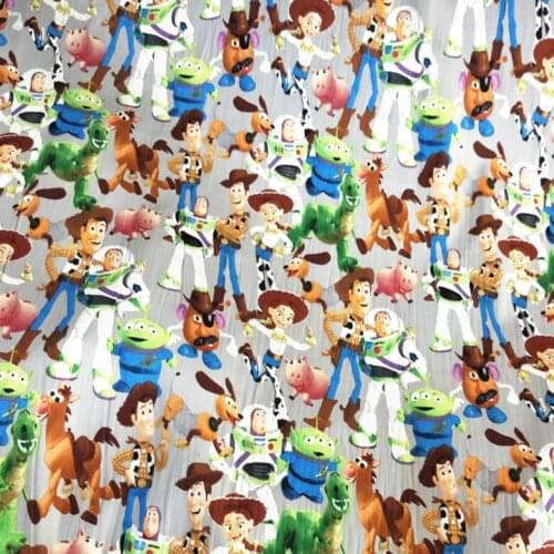 Disney Toy Sotry Print Gray 100% Cotton Fabric for Boy Clothes Hometextile Cushion Cover Backpack Needlework DIY