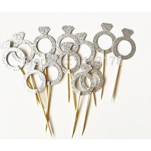 Silver diamond ring Glitter Cupcake Toppers Bridal Shower Cupcake toppers, Wedding Cupcake toppers wedding Engagement