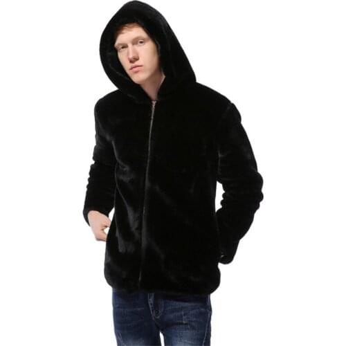 Hot Mens Fur Coat Autumn and Winter Fur Coat Short Rabbit Thick Warm European and American imitation fur mens clothing