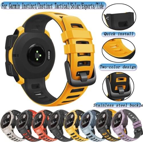For Garmin Instinct/Instinct Tactical/Solar/Esports/Tide Smart watch Replacement silicone Wristband Accessories Correa Браслет