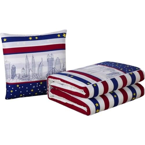 2 In 1 Summer Foldable Cushion Blanket Patchwork Quilt Blanket Car Seat Cushion Office Nap Pillow For Chairs Back H99F