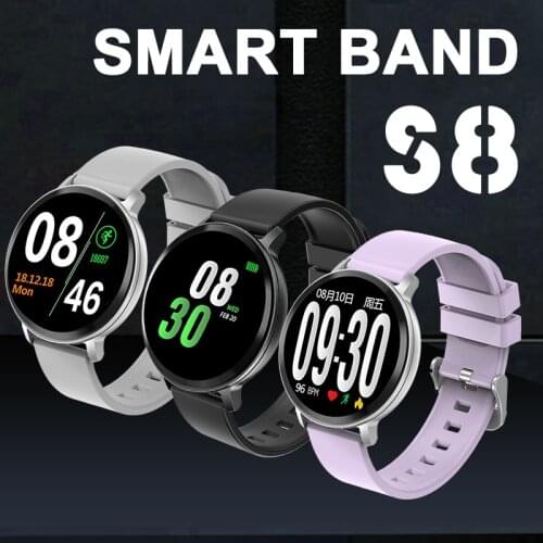S8 Heart Rate Blood Pressure Oxygen Monitor Auto-light Large View Smart Watch Color Screen Smartwatch Women Fitness Tracker