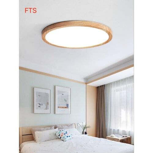 Nordic LED ceiling light solid wood bedroom lamp Japanese study room lamp ultra-thin original wooden bed and breakfast lamp
