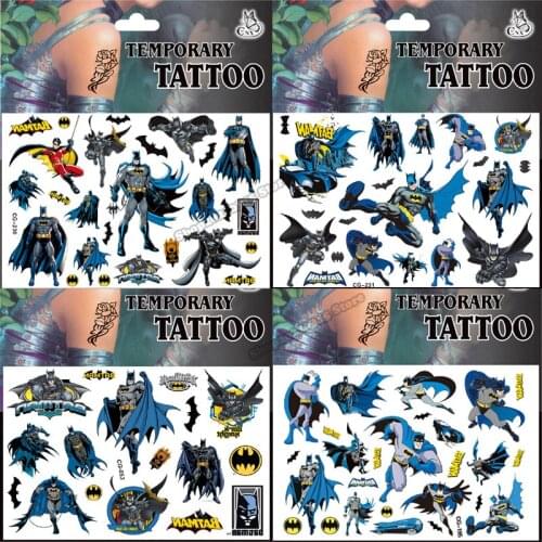 DC Batman Tattoo Sticker Random 1 Set Childrens Birthday Party Decoration Sticker Action Figure Sticker Cartoon Kids Toys Gifts