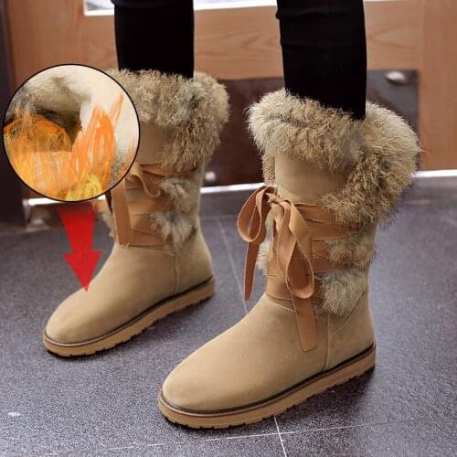 Plus Size 34-43 New Hot Women Boots Autumn Flock Winter Ladies Fashion Snow Boots Shoes Womens Thigh High Suede Mid-Calf Boots