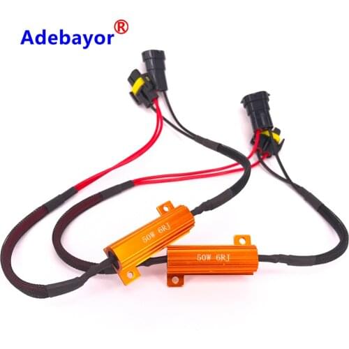 1PCS 50W 6ohm Gold Fuse LED Headlight Canbus Error Canceler H1 H7 H8 H9 H11 9005 9006 LED Decoder Load Resistor Anti-Hyper Flash