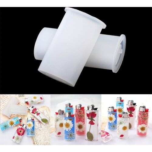 2Pcs Crystal Epoxy Resin Mold BIC J3 J5 Lighter Protective Cover Silicone Mold for DIY Jewelry Making Art Crafts Tool