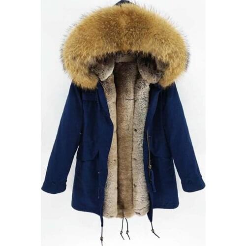2020 long winter jacket men‘s outwear thick parkas natural real raccoon fur collar coat hooded real warm fur liner