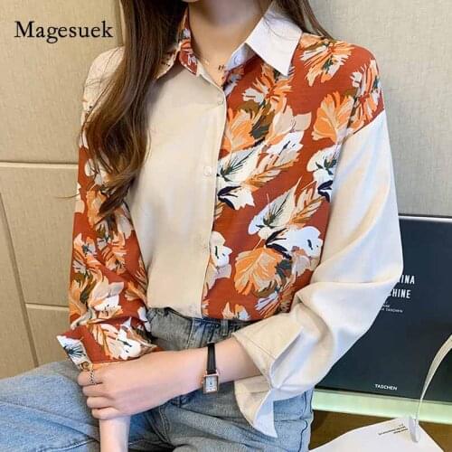 2020 Casual Women Vintage Printing Ladies Tops Floral Cardigan Women Blouse Autumn Fashion Long Sleeve Chiffon Shirt 10850