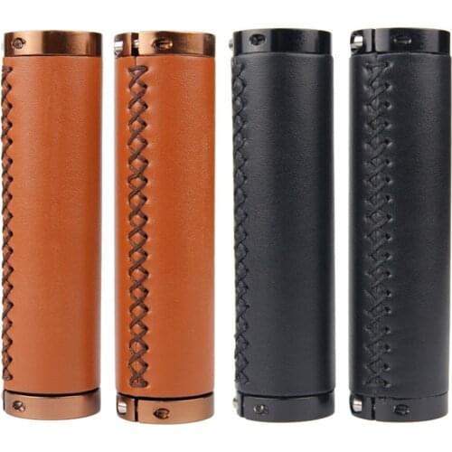 2x Bicycle Handlebar Lock On Grips ,Retro Soft PU Leather Bicycle Handlebar Cover,Handlebar Grips for Mountain Folding City Bik