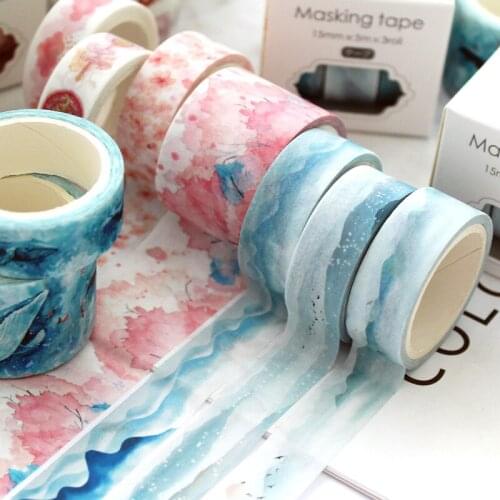 3 Rolls/box Washi Tape Kawaii Animal Chinese Style Ink Painting Masking Tape DIY Diary Decoration Adhesive Sticker Stationery