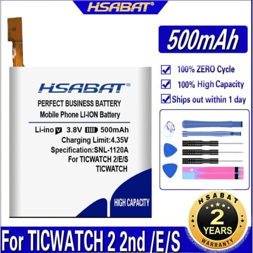500mAh HSABAT Battery for TICWATCH 2 2nd Gen for TICWATCH E for TICWATCH S Batteries