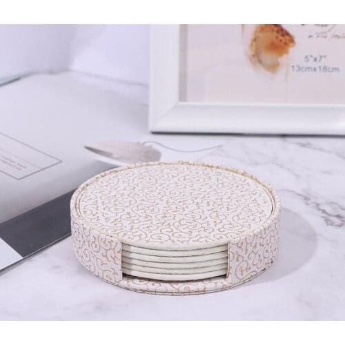 6pcs PU Leather Coaster Drink Coffee Cup Mat Tea Pad Placemats Holder