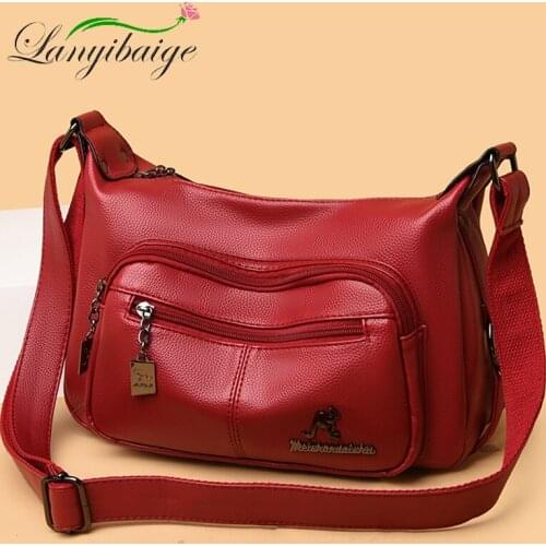 Hot sale PU Leather Messenger Bag Ladies Multi Pocket Brand Stitching Designer Bag Elegant Girl Shoulder Bag Sac A Main 2021 New