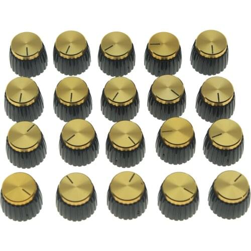 KAISH 20x Guitar AMP Amplifier Knobs Black w/ Gold Cap Push on Knobs fits Marshall