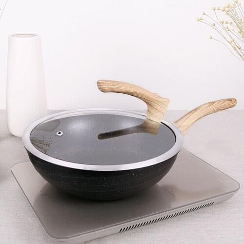 Thickened composite bottom Maifan stone non-stick pan without picking stove, wok frying and frying