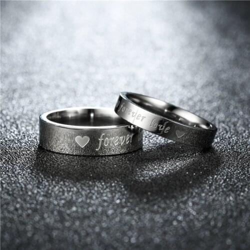 Forever love couple ring fashion wedding party jewelry proposal bride ring simple classic stainless steel jewelry